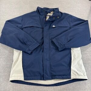 Timberland Stratham Issue Mens Large Navy Blue Fleece Lined Nylon Jacket T03885